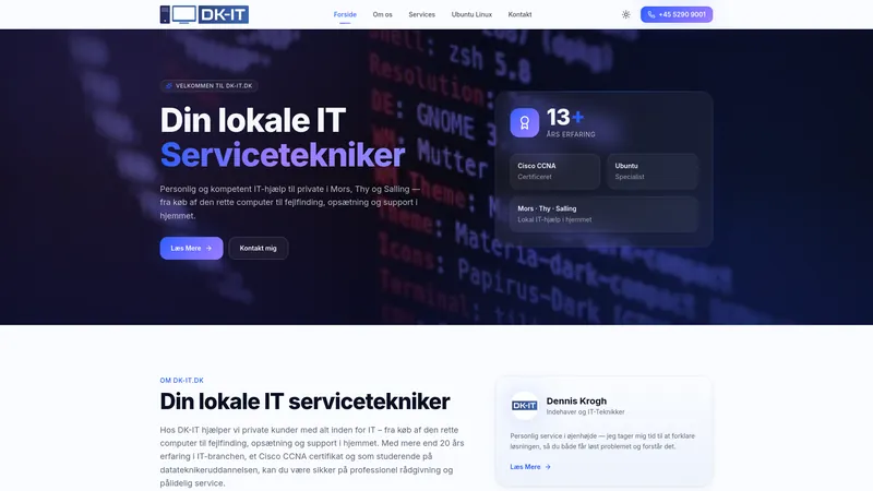 Forsiden af DK-ITs hjemmeside